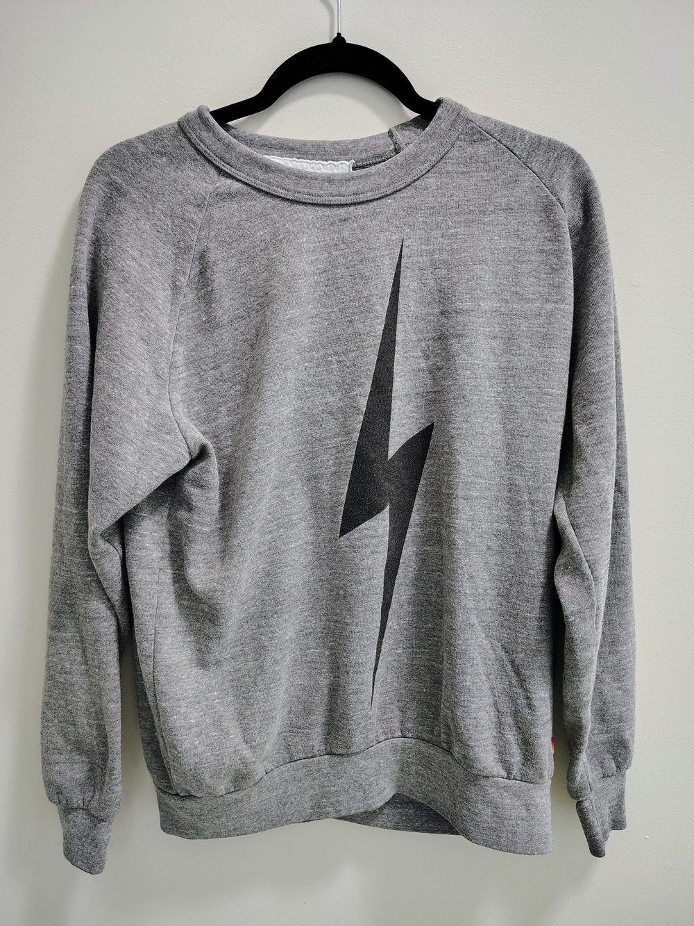 Aviator Nation Pullover Sweatshirt Crew Neck Gray Lightning Bolt M